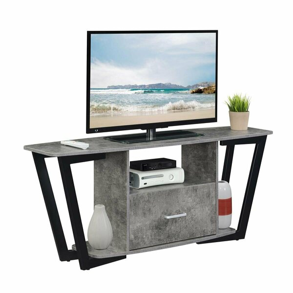 Convenience Concepts 60 in. Graystone 1 Drawer TV Stand with Shelves Cement & Black HI2826644
